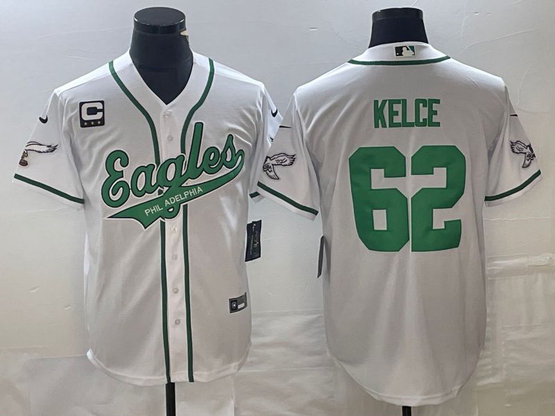 Men Philadelphia Eagles #62 Kelce White Co Branding Game NFL Jersey style 1